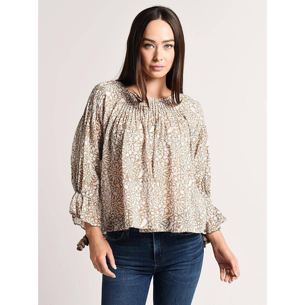 Roller Rabbit My Jamuna Top Boho Cotton CrepeLightweight Pleat Detail Small